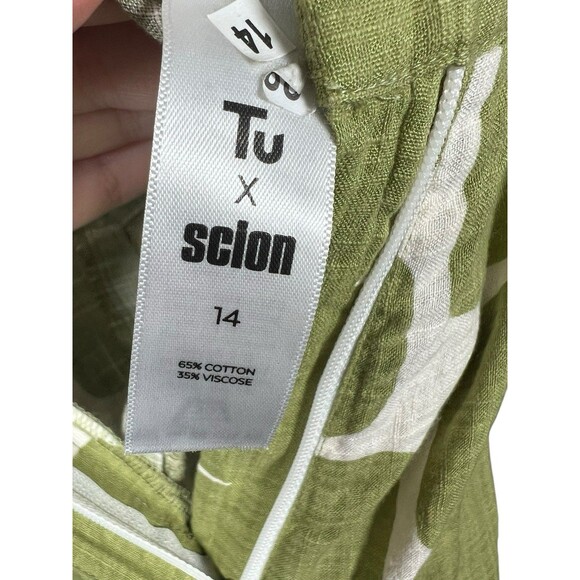 Tu x Scion Green White Abstract Jumpsuit UK 14 US 10 Cotton Belted Button Up - Picture 16 of 16